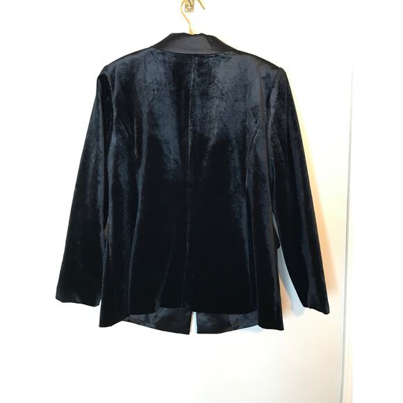 Eloquii Womens Black Velvet Satin 2 Pc Suit Blazer 16 Tuxedo Pants 18 - Picture 5 of 16